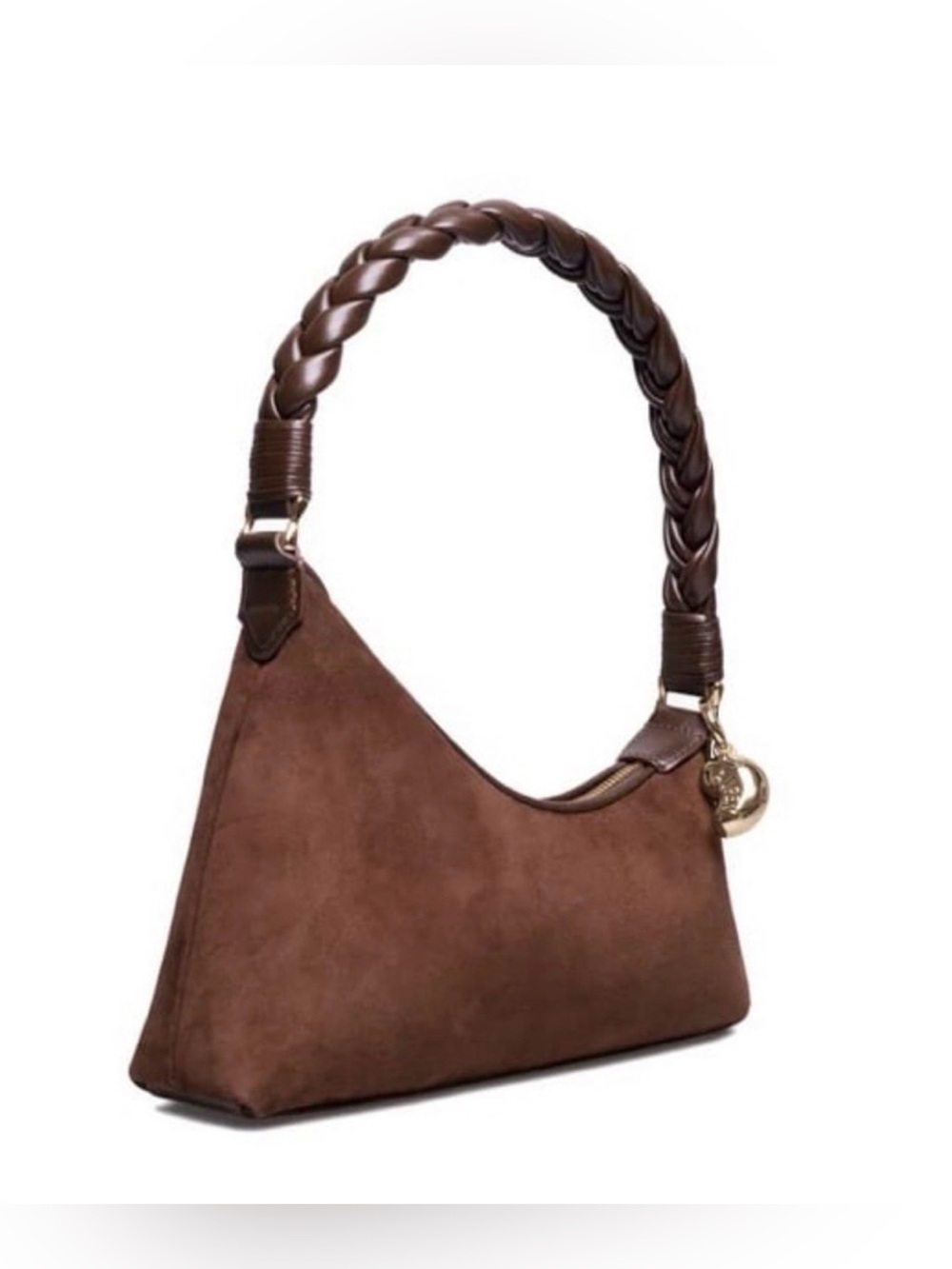 AUPEN NIRVANA SUEDE CHOCOLATE Calfskin Leather Lamb Suede Gold-Tone Metal - Picture 2 of 5
